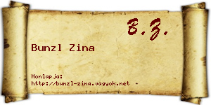 Bunzl Zina névjegykártya
